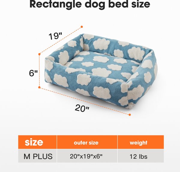 Show full view: JOEJOY Jacquard Cloud Square Dog & Cat Bed with Anti-Slip Bottom & Removable Cover, Blue, Small slide 7 of 7