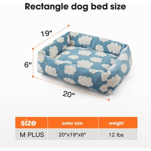 JOEJOY Jacquard Cloud Square Dog & Cat Bed with Anti-Slip Bottom & Removable Cover, Blue, Small