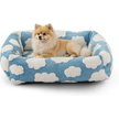 Show in main carousel: JOEJOY Jacquard Cloud Square Dog & Cat Bed with Anti-Slip Bottom & Removable Cover, Blue, Small slide 1 of 7