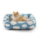 JOEJOY Jacquard Cloud Square Dog & Cat Bed with Anti-Slip Bottom & Removable Cover, Blue, Small