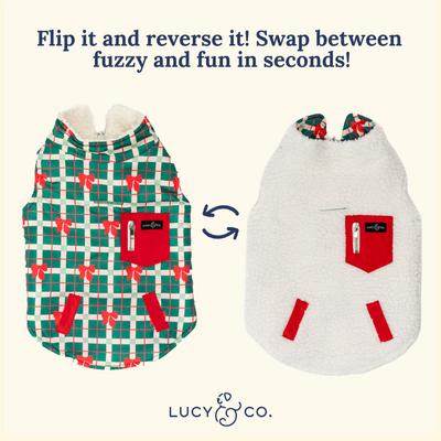 Show full view: Lucy & Co. Happy Howlidays Teddy Reversible Dog Vest, Medium slide 3 of 5