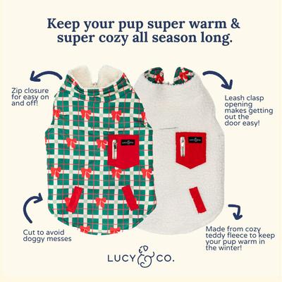 Show full view: Lucy & Co. Happy Howlidays Teddy Reversible Dog Vest, Medium slide 5 of 5