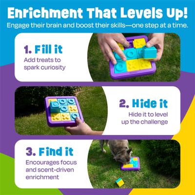 Show full view: Brightkins Tic Tac Treat Dispensing Dog Toy, Multi Color, 9.84 x 7.87 x 2.13-in slide 6 of 9