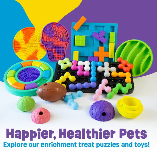 Show full view: Brightkins Texture Ball Tough & Tumble Treat Dispensing Dog Toy, Multi Color, 8.19 x 6.3 x 4.13-in slide 7 of 8