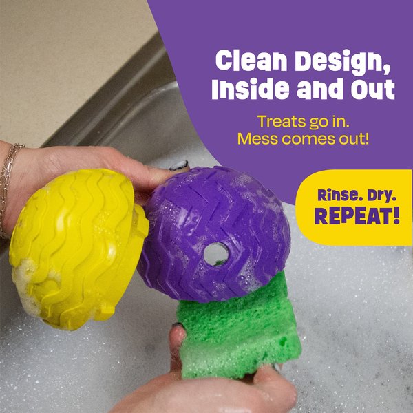 Show full view: Brightkins Texture Ball Tough & Tumble Treat Dispensing Dog Toy, Multi Color, 8.19 x 6.3 x 4.13-in slide 5 of 8
