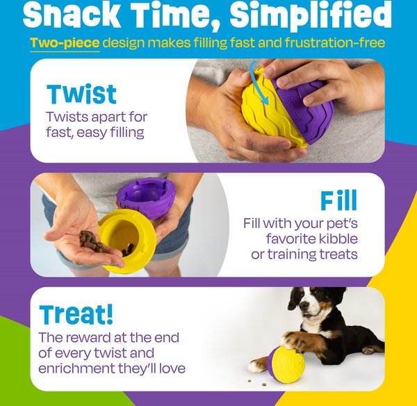Show full view: Brightkins Texture Ball Tough & Tumble Treat Dispensing Dog Toy, Multi Color, 8.19 x 6.3 x 4.13-in slide 4 of 8