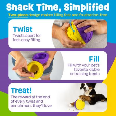 Show full view: Brightkins Texture Ball Tough & Tumble Treat Dispensing Dog Toy, Multi Color, 8.19 x 6.3 x 4.13-in slide 4 of 8