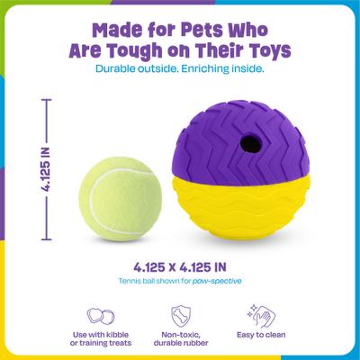 Show full view: Brightkins Texture Ball Tough & Tumble Treat Dispensing Dog Toy, Multi Color, 8.19 x 6.3 x 4.13-in slide 3 of 8