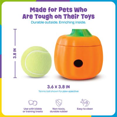 Show full view: Brightkins Pumpkin Tough & Tumble Treat Dispensing Dog Toy, Multi Color, 7.2 x 5.24 x 3.7-in slide 3 of 9
