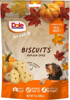 Show full view: Dole Fall Plant-Based Pup-Kin Spice Pumpkin Crunchy Dog Biscuits Treats, 7-oz bag slide 4 of 4