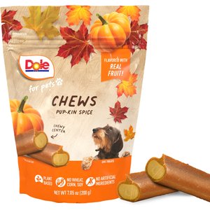 Dole Fall Pup-Kin Spice Pumpkin Plant-Based Soft & Chewy Dog Treats, 7.05-oz bag