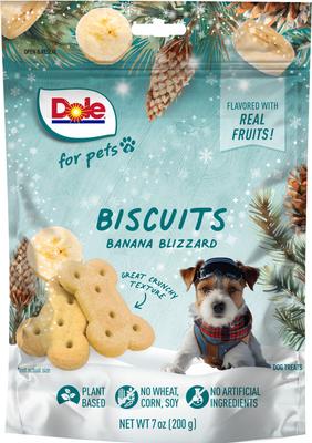 Show full view: Dole Winter Plant-Based Banana Blizzard Crunchy Dog Biscuits Treats, 7-oz bag slide 4 of 5