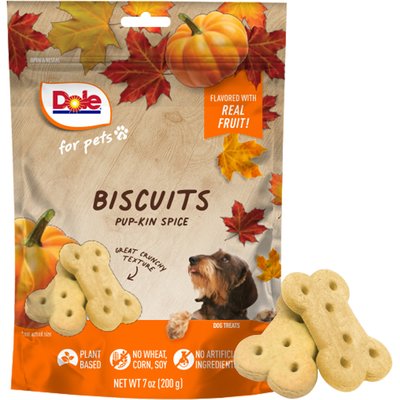 Dole Dole Fall Plant-Based Pup-Kin Spice Pumpkin Crunchy Dog Biscuits Treats, 7-oz bag