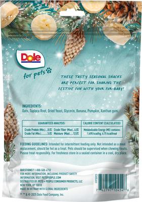 Show full view: Dole Winter Plant-Based Banana Blizzard Crunchy Dog Biscuits Treats, 7-oz bag slide 3 of 5