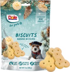 Dole Winter Plant-Based Banana Blizzard Crunchy Dog Biscuits Treats, 7-oz bag