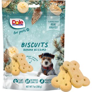 Dole Winter Plant-Based Banana Blizzard Crunchy Dog Biscuits Treats, 7-oz bag