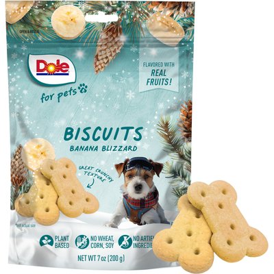 Dole Dole Winter Plant-Based Banana Blizzard Crunchy Dog Biscuits Treats, 7-oz bag