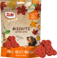 Dole Fall Plant-Based Autumn Apple Crunchy Dog Biscuits Treats, 7-oz bag