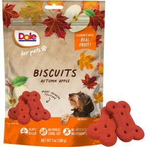 Dole Fall Plant-Based Autumn Apple Crunchy Dog Biscuits Treats, 7-oz bag