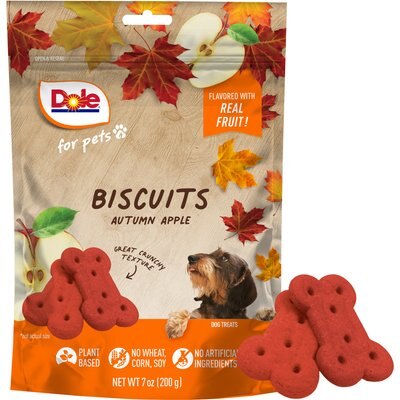 Dole Dole Fall Plant-Based Autumn Apple Crunchy Dog Biscuits Treats, 7-oz bag