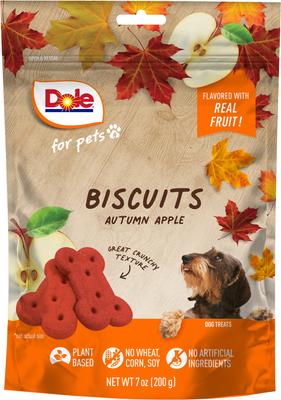 Show full view: Dole Fall Plant-Based Autumn Apple Crunchy Dog Biscuits Treats, 7-oz bag slide 4 of 4
