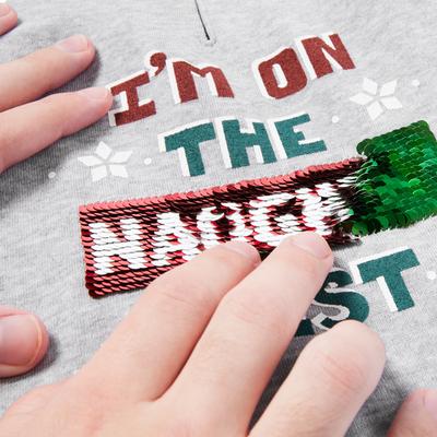 Show full view: Frisco Flip Sequin Naughty/Nice List Dog & Cat Hoodie, Heather Gray, X-Large slide 5 of 10