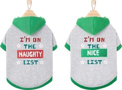 Frisco Flip Sequin Naughty/Nice List Dog & Cat Hoodie, Heather Gray, X-Small slide 2 of 8