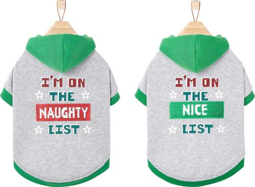 Show full view: Frisco Flip Sequin Naughty/Nice List Dog & Cat Hoodie, Heather Gray, X-Large slide 3 of 10