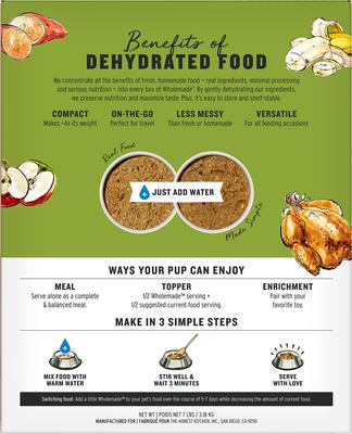 Show full view: The Honest Kitchen Human Grade Wholemade Grain-Free Chicken Dehydrated Dog Food, 7-lb box slide 3 of 12