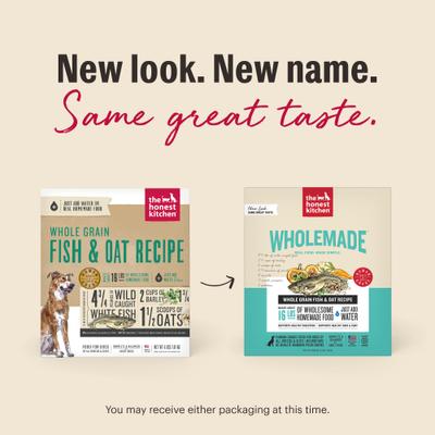 Show full view: The Honest Kitchen Human Grade Wholemade Whole Grain Fish & Oats Dehydrated Dog Food, 10-lb box slide 3 of 13