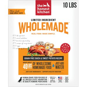 The Honest Kitchen Wholemade Limited Ingredient Duck & Sweet Potato Dehydrated Dog Food, 10-lb box