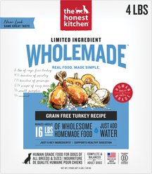 The Honest Kitchen Human Grade Wholemade Limited Ingredient Turkey Dehydrated Dog Food, 4-lb box
