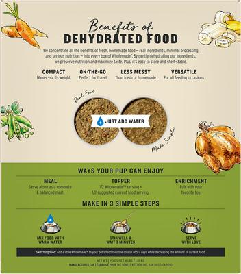 Show full view: The Honest Kitchen Human Grade Wholemade Whole Grain Chicken Dehydrated Dog Food, 4-lb box slide 3 of 12