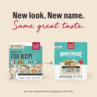 Show full view: The Honest Kitchen Human Grade Wholemade Grain-Free Fish Dehydrated Dog Food, 10-lb box slide 3 of 13