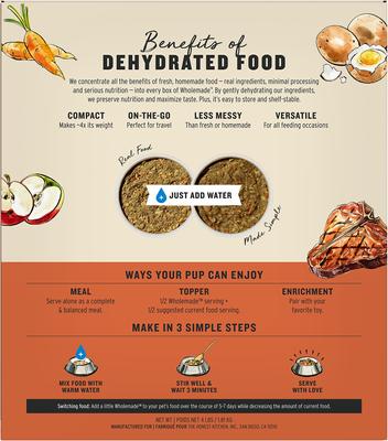 Show full view: The Honest Kitchen Human Grade Wholemade Whole Grain Beef & Oat Dehydrated Dog Food, 4-lb box slide 3 of 12