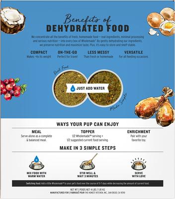 Show full view: The Honest Kitchen Human Grade Wholemade Grain-Free Turkey Dehydrated Dog Food, 4-lb box slide 3 of 12