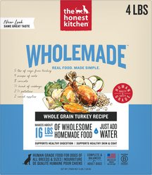 The Honest Kitchen Human Grade Wholemade Whole Grain Turkey Dehydrated Dog Food, 4-lb box