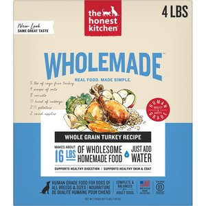 The Honest Kitchen Human Grade Wholemade Whole Grain Turkey Dehydrated Dog Food, 4-lb box