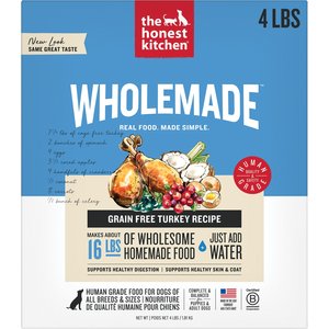 The Honest Kitchen Human Grade Wholemade Grain-Free Turkey Dehydrated Dog Food, 4-lb box