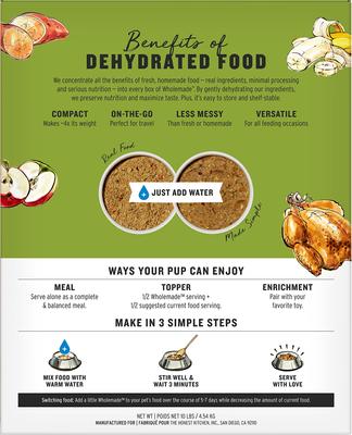 Show full view: The Honest Kitchen Human Grade Wholemade Grain-Free Chicken Dehydrated Dog Food, 10-lb box slide 3 of 12