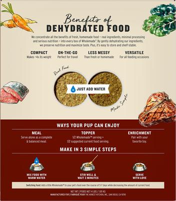 Show full view: The Honest Kitchen Human Grade Wholemade Whole Grain Beef & Salmon Dehydrated Dog Food, 4-lb box slide 3 of 10