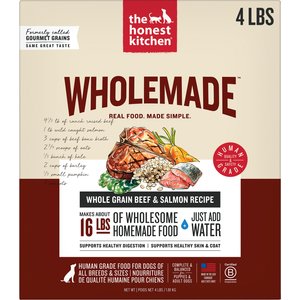 The Honest Kitchen Human Grade Wholemade Whole Grain Beef & Salmon Dehydrated Dog Food, 4-lb box
