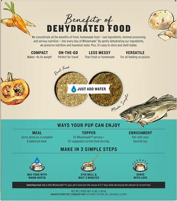 Show full view: The Honest Kitchen Human Grade Wholemade Whole Grain Fish & Oats Dehydrated Dog Food, 4-lb box slide 4 of 13