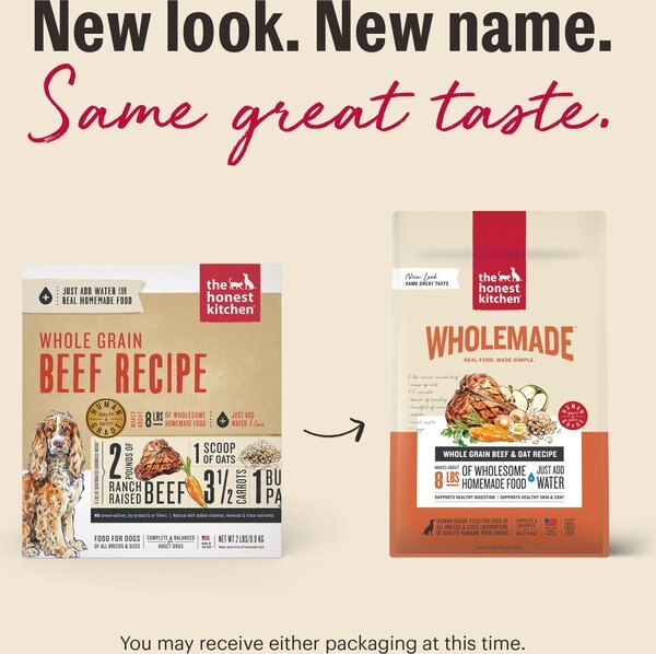 The Honest Kitchen Wholemade Whole Grain Beef & Oat Dehydrated Dog Food