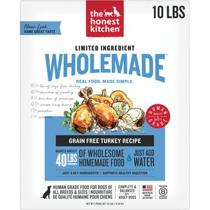 The Honest Kitchen Wholemade Limited Ingredient Turkey Dehydrated Dog Food, 10-lb box