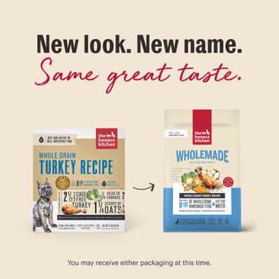 Show full view: The Honest Kitchen Whole Grain Turkey Recipe + Chicken Recipe Dehydrated Dog Food, 2-lb box slide 4 of 9