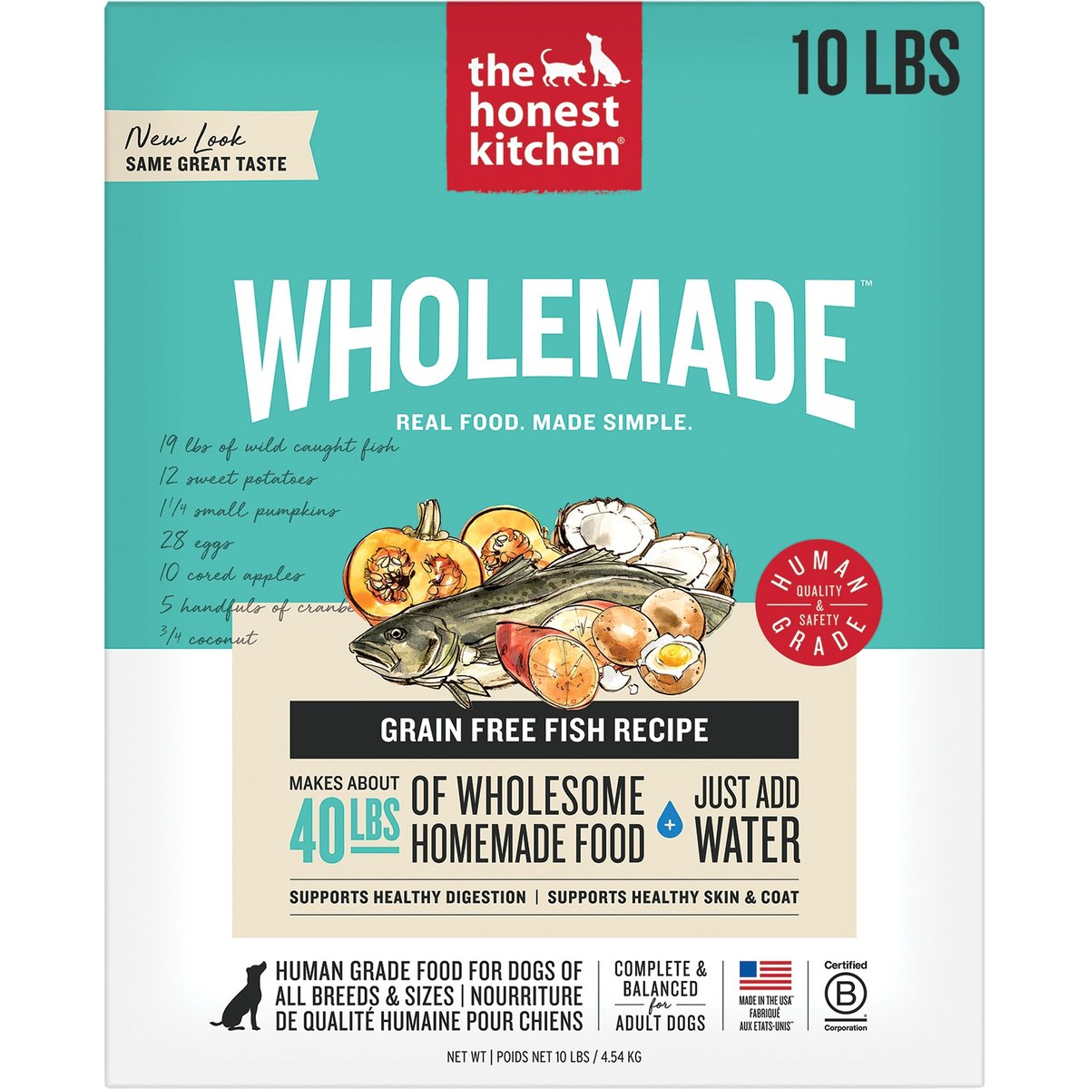 The Honest Kitchen Human Grade Wholemade Grain-Free Fish Dehydrated Dog Food, 10-lb box