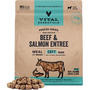 Vital Essentials Freeze-Dried Raw Beef & Salmon Entree & Mixer Soft Nibs Dog Food, 48-oz bag