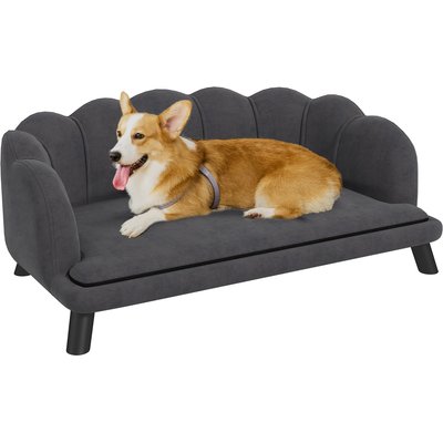 jansno jansno Velvet Pearl Design Dog Bed, Charcoal Gray