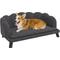 Show in main carousel: jansno Velvet Pearl Design Dog Bed, Charcoal Gray slide 1 of 10